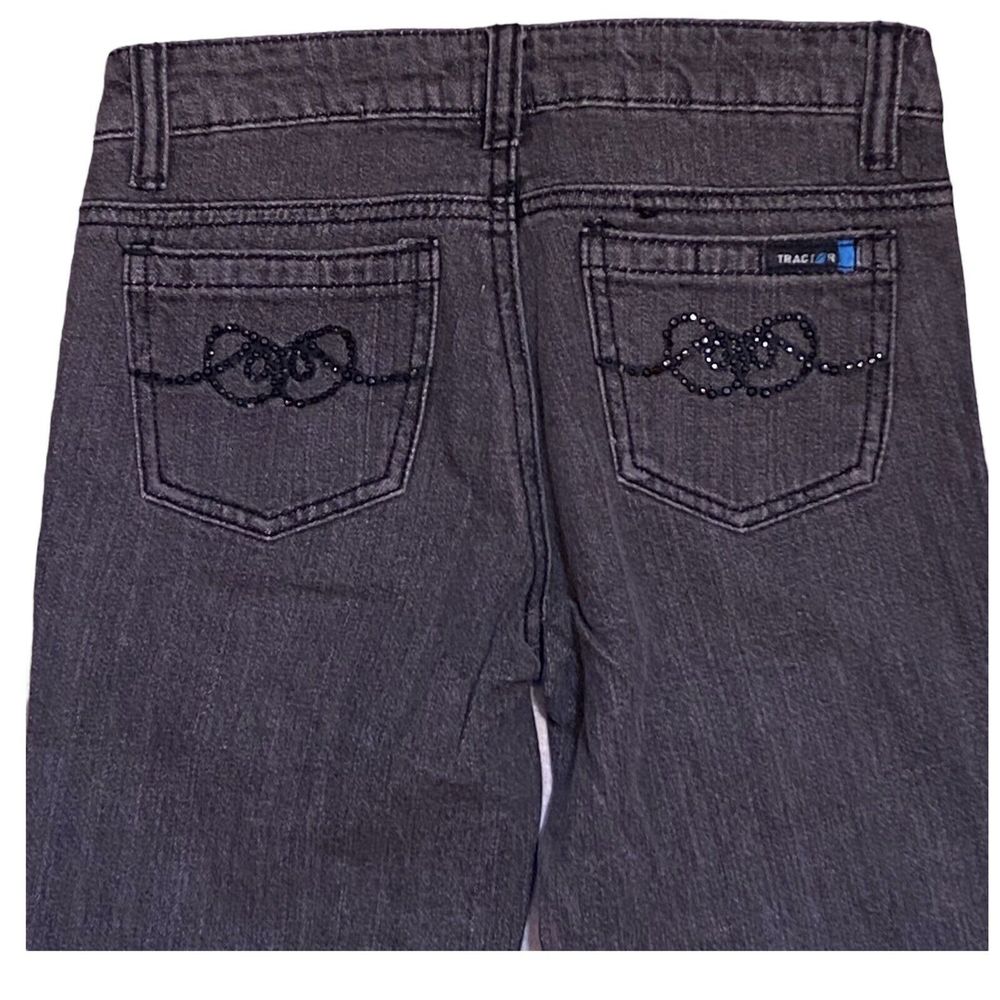 Tractor Girls Sequin Embellished Black Denim Jeans Light Wash Size 12